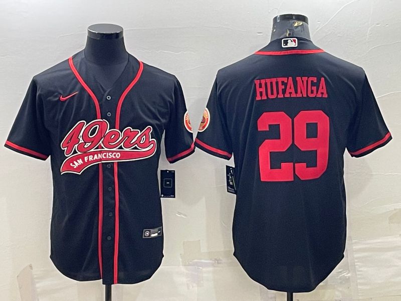 Men San Francisco 49ers #29 Hufanga Black red 2022 Nike Co branded NFL Jersey